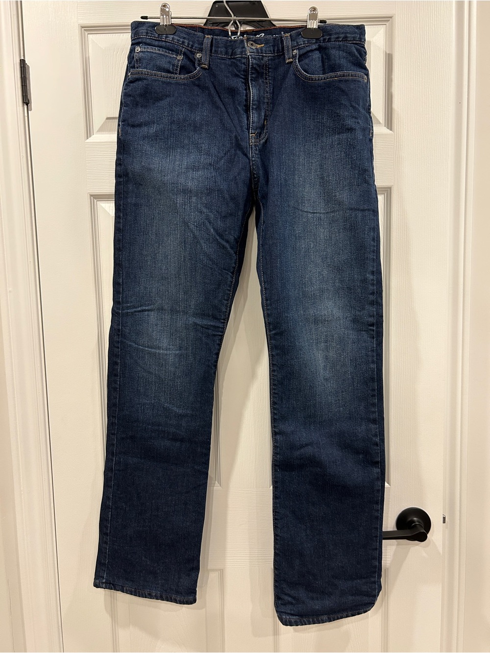 Eddie Bauer Straight Leg Dark Blue Denim Jeans Flannel Lined size 34